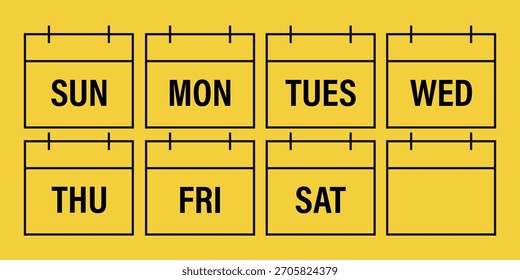 Calendario del día de la semana, calendario establecido.