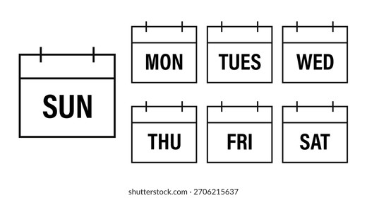 Calendario del día de la semana, calendario establecido.