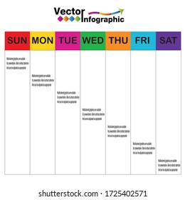 The day of the week schedule on a white background