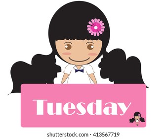 day of the week ,Tuesday,cute cartoon.