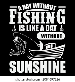 A day without fishing is like a day without sunshine tshirt design