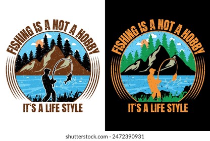 A day without fishing, Fishing typography Colorful vector t shirt design. Fishing t shirt design and custom fisherman quote. Fishing design ready for shirt print, vector, sport, background.