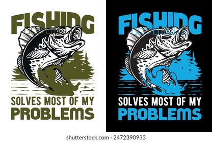 A day without fishing, Fishing typography Colorful vector t shirt design. Fishing t shirt design and custom fisherman quote. Fishing design ready for shirt print, vector, sport, background.