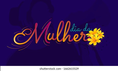 Day of woman logo vector with flowers in purple background 