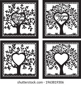 Mother’s Day Wooden Frame Love Heart Tree Gift Laser Cut I Love You Mom