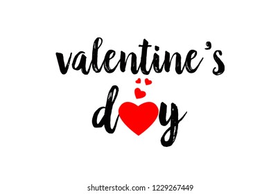 valentine’s day word text with red love heart suitable for logo or typography design