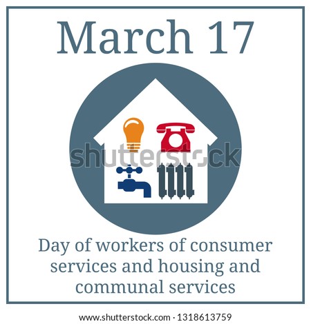 Day of workers of consumer services and housing and communal services. Set of 4 Utilities Icons in Home. Symbols of Power, Water, Gas, Heating. Vector illustration for Your Design.