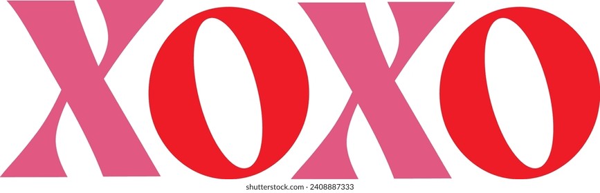 Valentine’s Day XOXO text phrase design on plain white transparent isolated background for shirt, hoodie, sweatshirt, apparel, card, tag, mug, icon, poster or badge