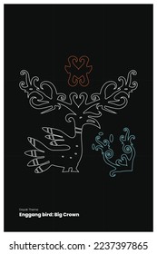 Dayak Art Enggang Bird Big Crown-02