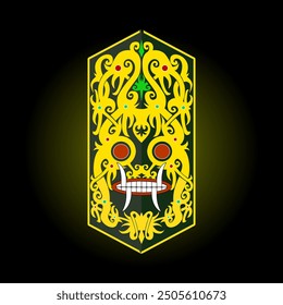 Dayak tribe ornament vector shield