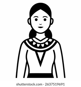 Dayak Woman in Traditional Dress Outline 