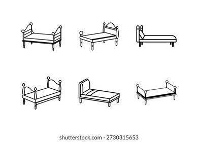 Ilustración vectorial del arte de la línea del daybed aislada
