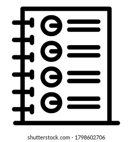 Daybook icon. Outline daybook vector icon for web design isolated on white background