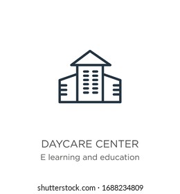 Daycare Center Icon. Thin Linear Daycare Center Outline Icon Isolated On White Background From E Learning Collection. Line Vector Sign, Symbol For Web And Mobile