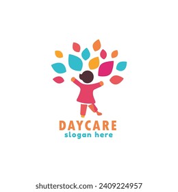 Daycare or childcare playful tree symbol logo design for non profit organization, NGO, Business, Company or any personal use.