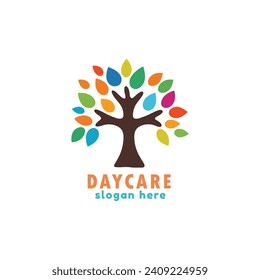 Daycare or childcare playful tree symbol logo design for non profit organization, NGO, Business, Company or any personal use.