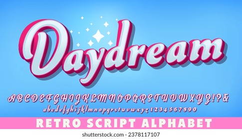 Daydream alphabet, in retro cool blues and pinks.