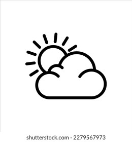 Daylight Icon Black Outline High Quality Vector. Sunny Cloud Icon. EPS10