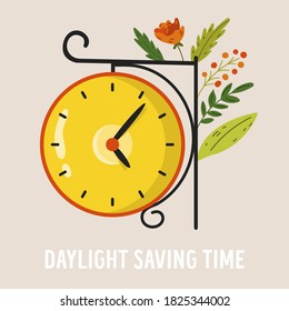 Daylight Saving Time. Abstract design with clock. Vector illustration