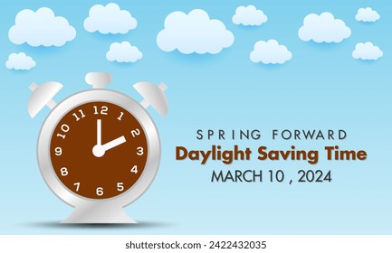 Daylight Saving Time begins Observed every year of March, Daylight Concept Vector banner, flyer, poster and social medial template design.
