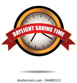 Daylight Saving Time Clock Icon EPS 10 Vector Stock Illustration