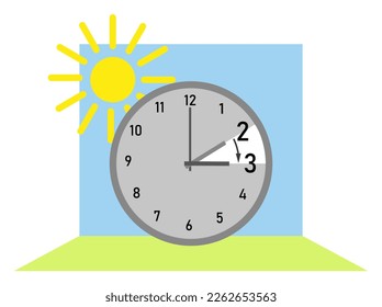 Daylight Saving Time. Clock set to an hour ahead. Spring forward.