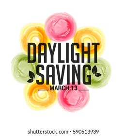 Daylight Saving Time Concept With Clock And Lettering Design,Poster Or Banner Background.