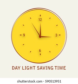 Daylight Saving Time Concept With Clock And Lettering Design,Poster Or Banner Background.