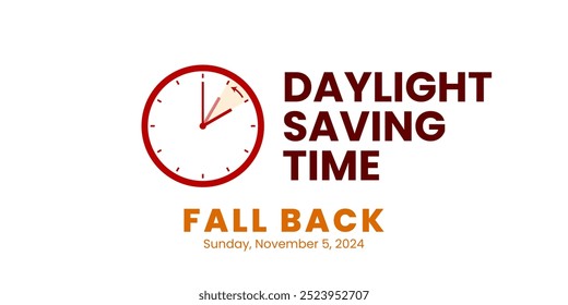 Daylight saving time end. Fall back, set clock back one hour. Minimalist alarm clock design. Vector illustration