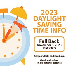 Daylight Saving Time Ends 5 November 2023 Banner. Fall Back Time. Simple Banner With Alarm Clock And Info Abouth Chanhing Time. Clock Change Back One Hour. Reminder Schedule. USA And Canada