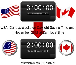 Daylight Saving Time Ends Sunday, November 4, 2012 At 2 Am. Icon Of An Electronic Clock. Vector.