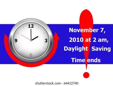 daylight saving time ends sunday, november 7, 2010 at 2 am. icon clock. vector eps10.