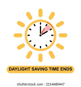 Daylight saving time ends template background. Vector design illustration.