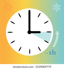 Daylight saving time, fall back, concept of setting clocks one hour back in autumn.