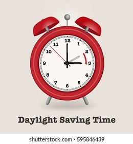 Daylight Saving Time Reminder, Cute little red Clock, from two to three o'clock