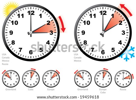 Daylight Saving Time (Summer Time) in Northern Hemisphere. Vector illustration.