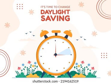 Daylight Savings Time Background Template Hand Drawn Cartoon Flat Illustration