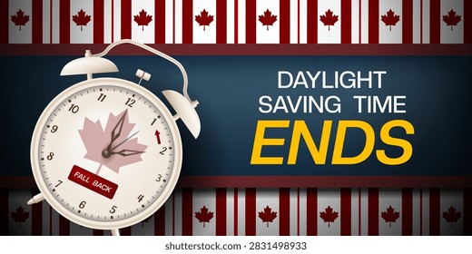 Daylight Savings Time Ends. Clock. Great for posters, banners and social media. Black background.