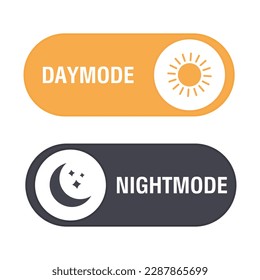 Daymode and nightmode switch button. Light and dark theme. Vector illustration