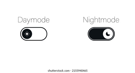 Daymode nightmode switch. Mobile app interface design concept. Vector illsutration.