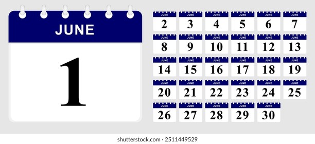 Terminkalender Juni. Kalendervorlage. Vektorgrafik.