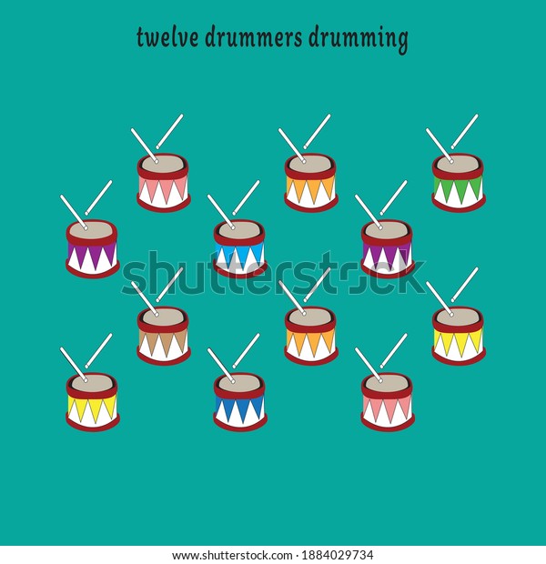 Days Christmas 12 Drummers Drumming Stock Vector (Royalty Free
