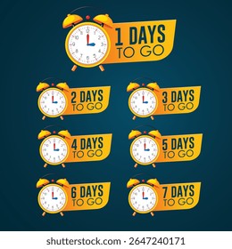 Days Countdown 1 Days to go 2 days to go 3 days to go vector template design