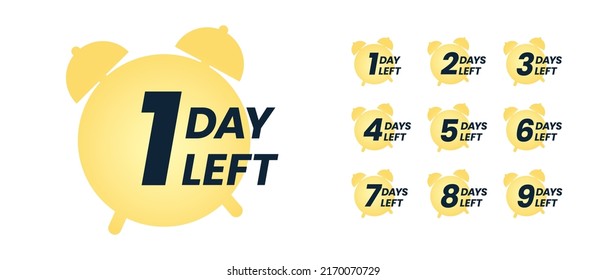 Days countdown banner. Web banner with alarm clock, numbers and days left text. Set of last offer banners. Last minute offer or sale countdown banner. Promotion sale banner. Days count. Vector