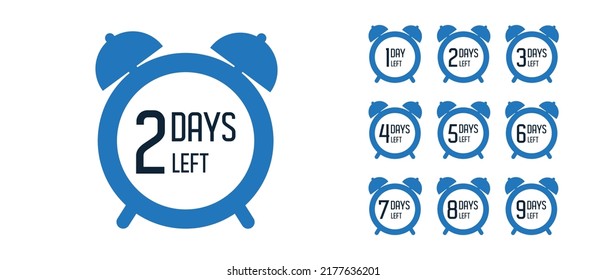 Days countdown banner. Web banner with alarm clock, numbers and days left text. Set of last offer banners. Last minute offer or sale countdown banner. Promotion sale banner. Days count. Vector