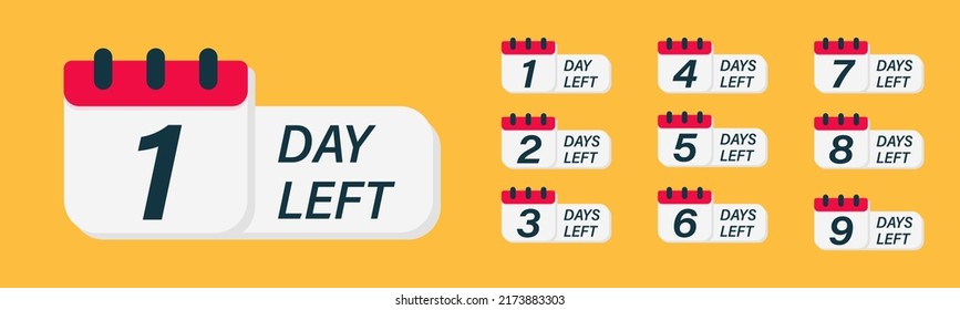 Days countdown banner. Web banner with calendar, numbers and days left text. Set of calendar icon. Last minute offer or sale countdown banner. Promotion sale banner. Days count. Vector illustration