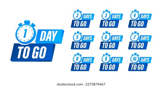 Days countdown. Days to go 1 2 3 4 5 6 7 8 9 10. The days left badges set. Product limited promo