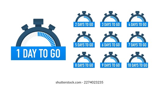 Days countdown. Days to go 1 2 3 4 5 6 7 8 9 10. The days left badges set. Product limited promo