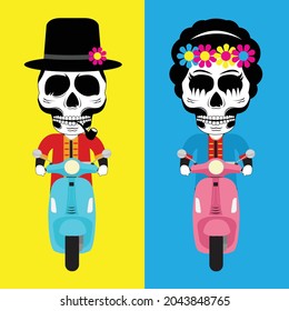 Days of the Dead or Dia de los muertos  with little scooter