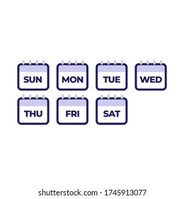 Days fo the week lat icon set